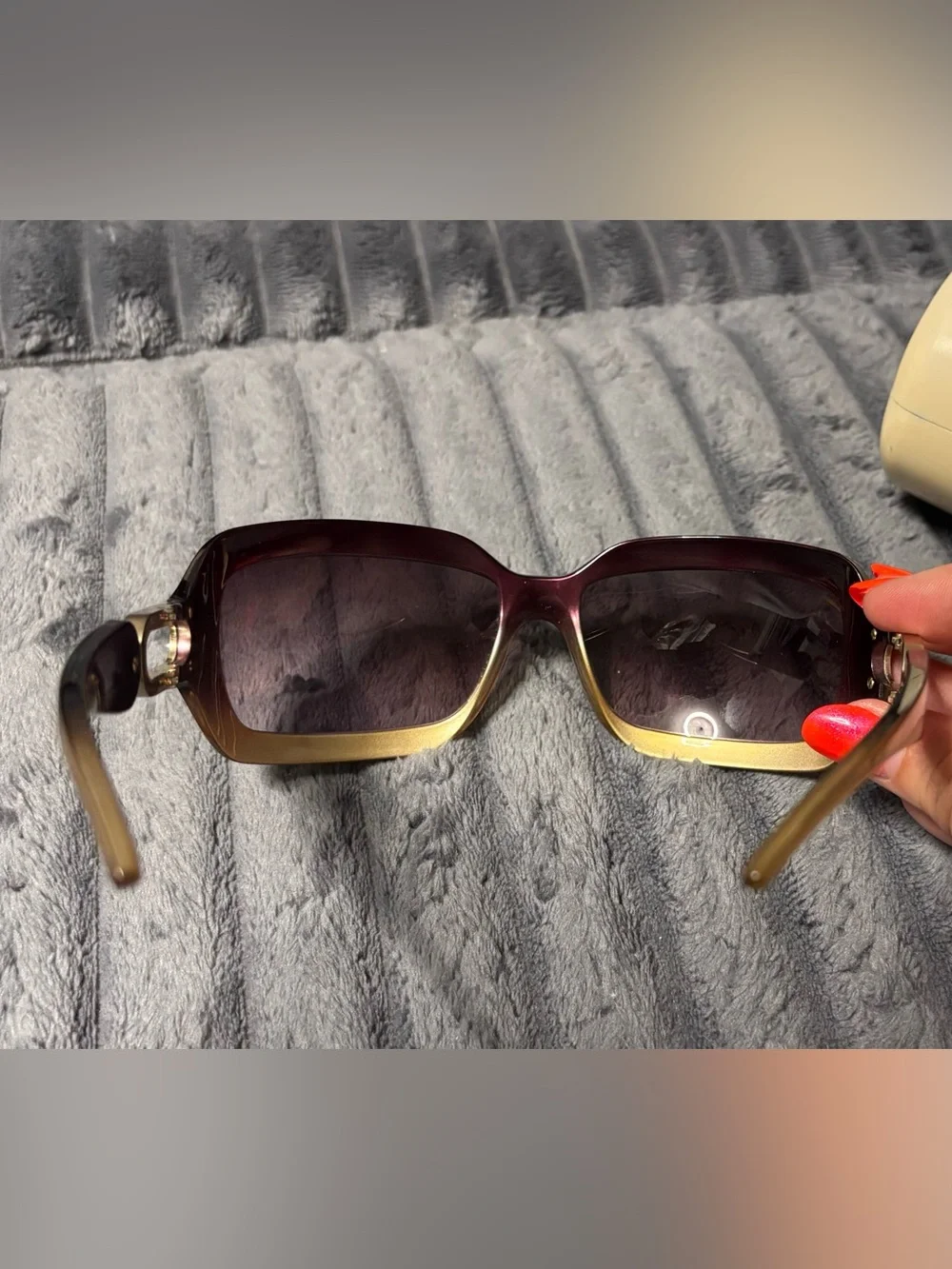 Jimmy Choo Burgundy to Amber Gradient Square Sunglasses